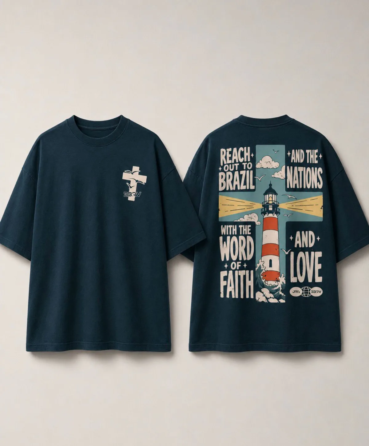 Camiseta Azul Marinho: frente e costas